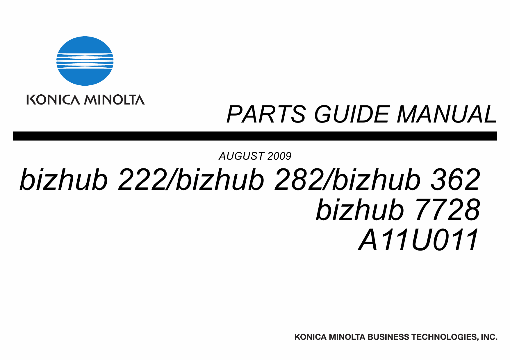 Konica-Minolta bizhub 222 282 362 7728 Parts Manual-1